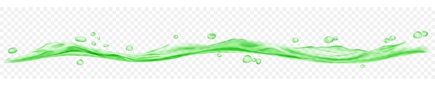 Onda de agua translúcida larga con gotas de colores verdes aisladas en un fondo transparente Transparencia solo en archivo vectorial