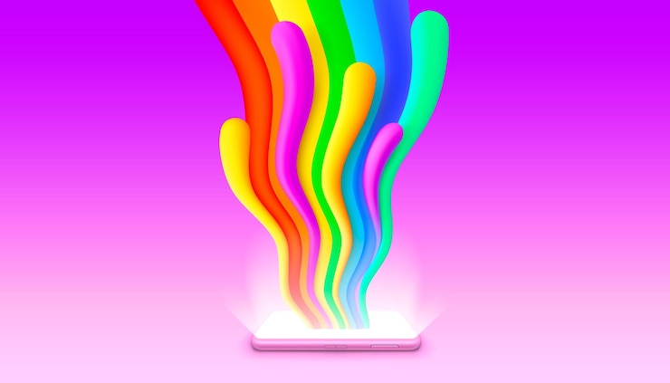 Vector onda del arco iris en la bandera del arte del teléfono inteligente vector