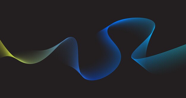 Una onda azul y amarilla sobre un fondo negro