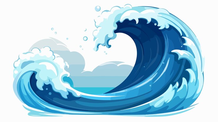 una onda azul con las palabras " océano " en ella