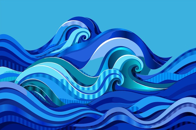 una onda azul y verde con un diseño azul y verde