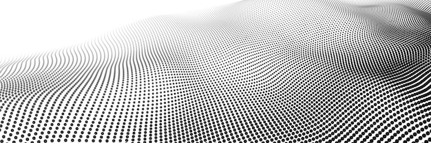 Onda blanca abstracta con puntos en movimiento Flujo de partículas Ilustración de tecnología cibernética vectorial