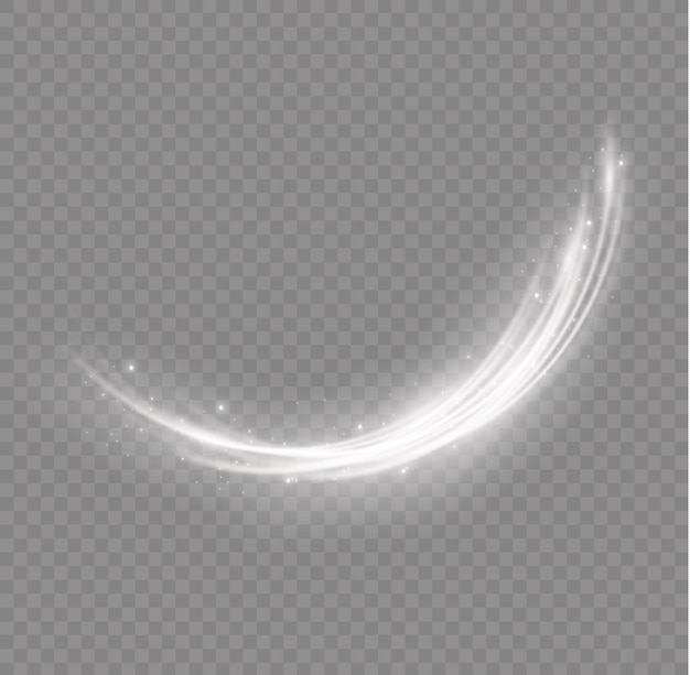 Onda blanca de polvo de estrellas Línea de desenfoque de luz brillante Efecto de rastro de remolino Velocidad ondulada brillante Vector