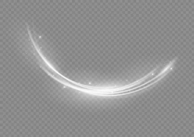 Onda blanca de polvo de estrellas Línea de desenfoque de luz brillante Efecto de rastro de remolino Velocidad ondulada brillante Vector