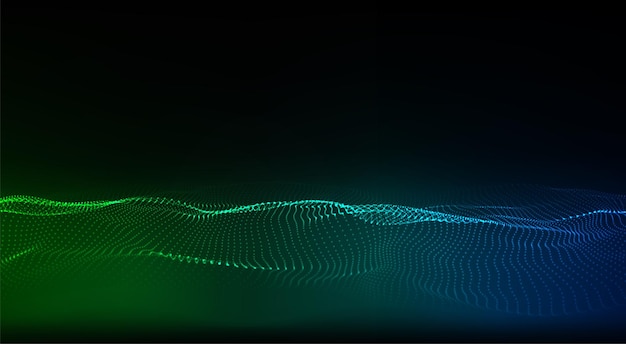 Onda colorida vectorial con puntos de movimiento Fondo digital abstracto Conexión de concepto big data Telón de fondo de tecnología futurista