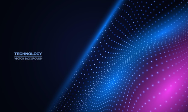 Onda digital de tecnología abstracta de vector de fondo de malla de partículas Ilustración de red con partícula