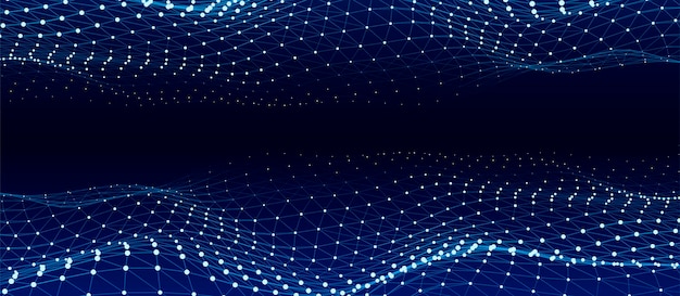 Onda dinámica digital de partículas Abstracto vectorial fondo blanco futurista Visualización de grandes datos