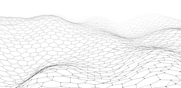 Onda dinámica de hexágono blanco futurista Concepto de panal futurista Flujo web de tecnología digital