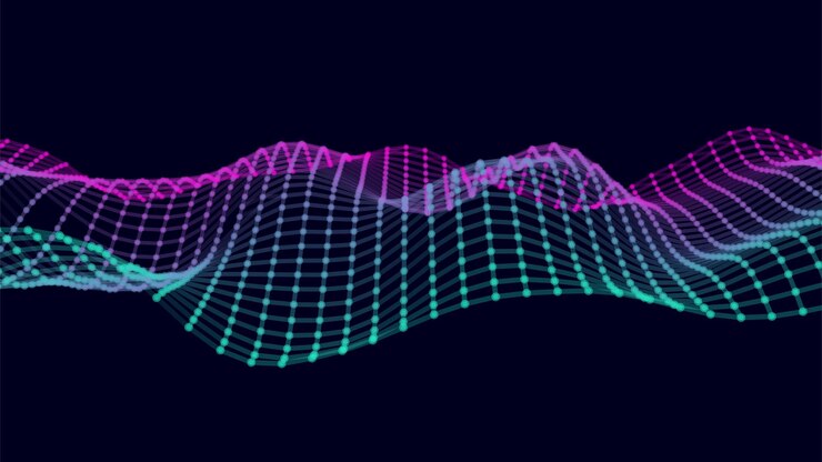 Vector onda dinámica de líneas fondo futurista abstracto visualización de grandes datos ilustración vectorial