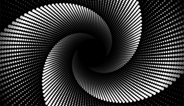 Onda espiral de puntos Girando espiral de vector de semitono punteado Fondo psicodélico hipnótico