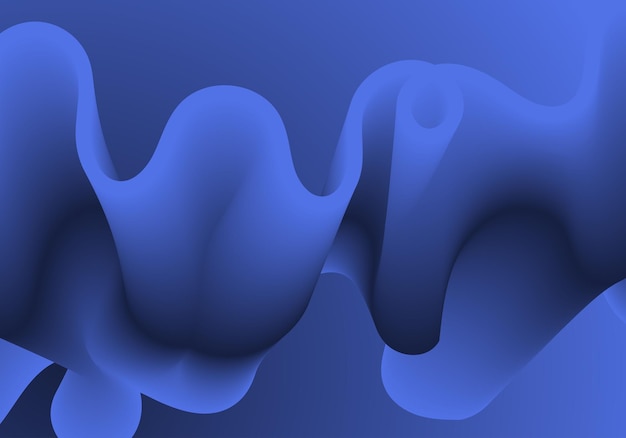Onda de fluido azul. Composiciones geométricas de duotono con forma de flujo 3d degradado. Vector de modo de innovación