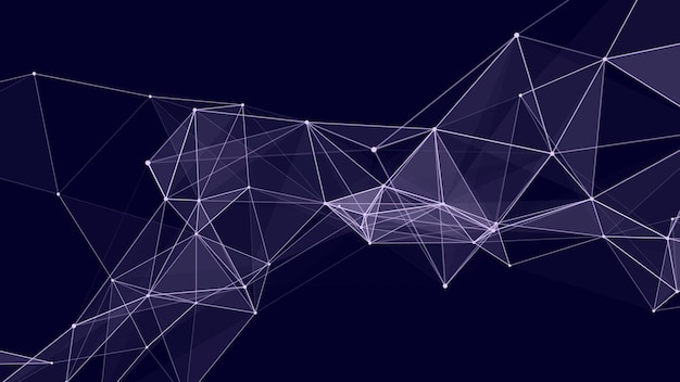 Onda hexagonal futurista abstracta con puntos y líneas móviles Flujo de partículas Ilustración de tecnología cibernética vectorial