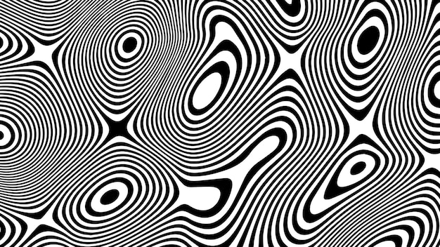 Onda de ilusión óptica abstracta Líneas en blanco y negro con efecto de distorsión Patrón de rayas geométricas vectoriales