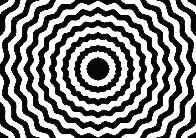 Onda línea círculo blanco y negro ilusión óptica
