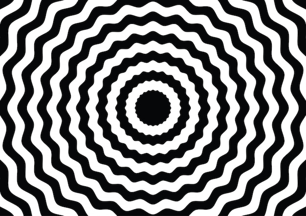 Onda línea círculo blanco y negro ilusión óptica