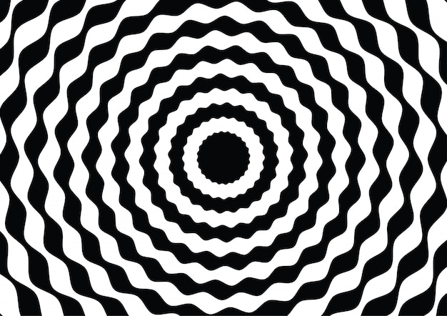 Onda línea círculo blanco y negro ilusión óptica