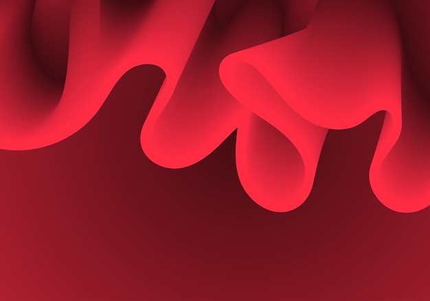 Onda de líquido rojo. Composiciones geométricas de duotono con forma de flujo 3d degradado. Vector de modo de innovación