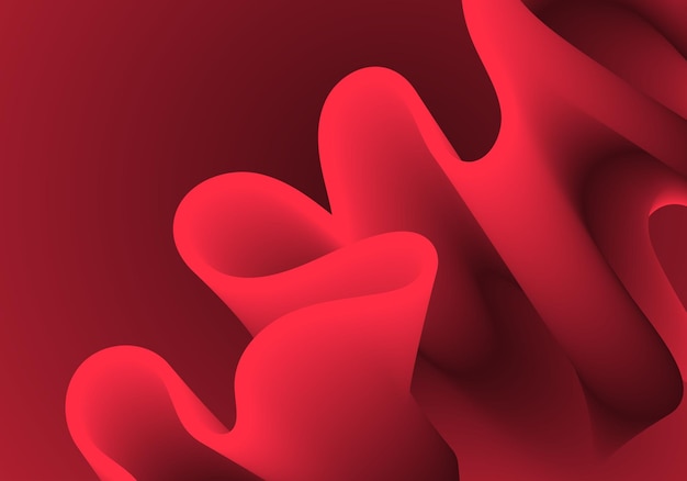 Onda de líquido rojo. Composiciones geométricas de duotono con forma de flujo 3d degradado. Vector de modo de innovación