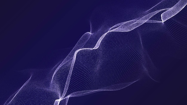 Onda en movimiento futurista Fondo digital con partículas brillantes en movimiento Visualización de grandes datos Ilustración vectorial