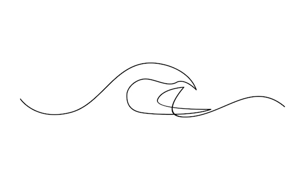 onda del océano una línea de dibujo arte línea continua