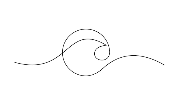 onda del océano una línea de dibujo arte línea continua