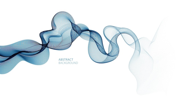 Onda de partículas que fluyen, líneas de curva de movimiento de sonido dinámico. Ilustración vectorial 3d. Hermosa matriz en forma de onda de puntos combinados.