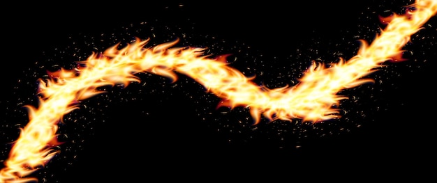 Onda de rastro de fuego con llamas y chispas brillantes, perfecta para la danza del dragón, el año nuevo asiático y la fantasía