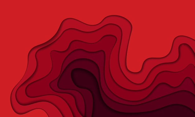 Onda roja abstracta en fondo de estilo de corte de papel. diseño para su anuncio comercial.