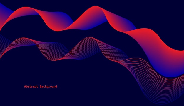 Una onda roja brillante abstracta aislada sobre un fondo azul oscuro