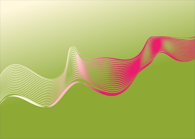 Onda rosa suave de líneas con un degradado sobre un fondo verde Onda de sonido dinámica