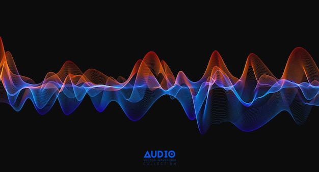 Onda de sonido de audio 3d. oscilación de pulso de música colorida. patrón de impulso brillante.