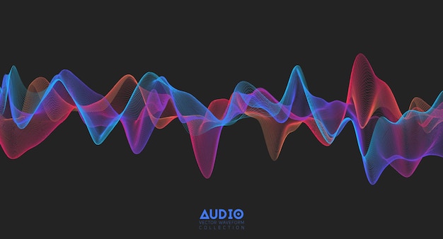 Onda de sonido de audio 3d. oscilación de pulso de música colorida.