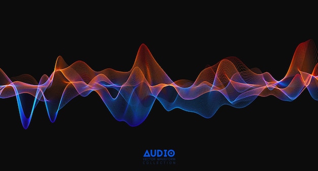 Onda de sonido de audio 3d. oscilación de pulso de música colorida.