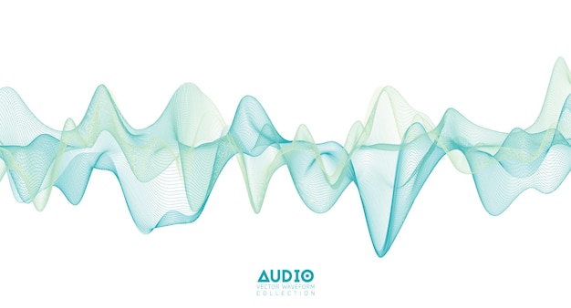 Vector onda de sonido de audio 3d oscilación de pulso de música verde claro patrón de impulso brillante