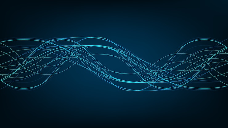 Vector onda de sonido digital de luz sobre fondo de tecnología, concepto que fluye, diseño para estudio de música y ciencia