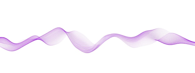 Onda de sonido dinámica aislada sobre fondo blanco Partícula musical pulsante Concepto de flujo de energía púrpura Ilustración vectorial