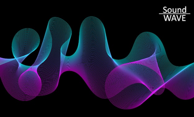 Vector onda de sonido. forma 3d abstracta. fluir .