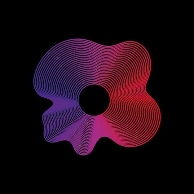 Onda de sonido lineal abstracta de neón onda de sonido de música redonda para ecualizador Ilustración vectorial