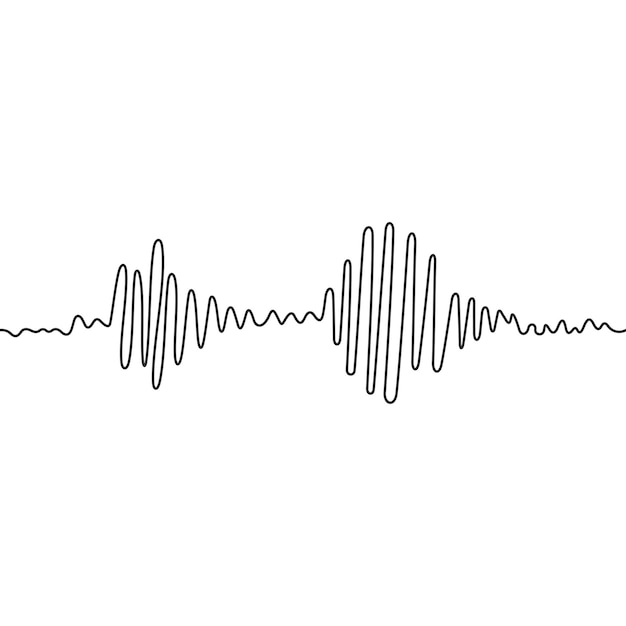 Vector onda sonora de forma diferente dibujo continuo de una línea movimiento de amplitud concepto de podcast trazo negro ajustable fondo transparente diseño de ruido de garabateo de contorno único ilustración vectorial