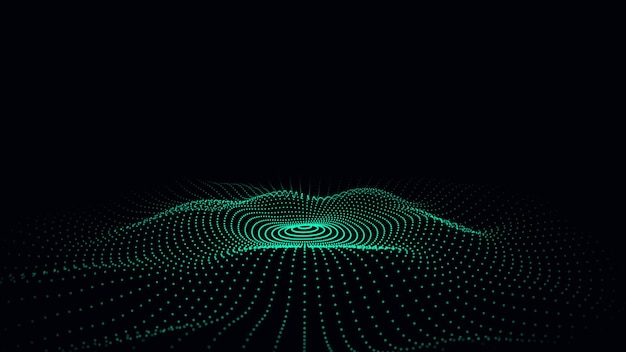 Onda sonora de música abstracta Ciberespacio oscuro con partículas en movimiento Onda de círculo vectorial futurista con base de datos digital Análisis de grandes datos