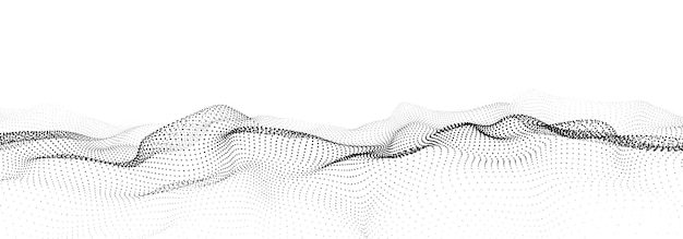 Onda suave dinámica abstracta Concepto de onda de sonido Flujo de partículas futurista sobre un fondo blanco Tecnología de ecualizador de impulso digital Ilustración vectorial