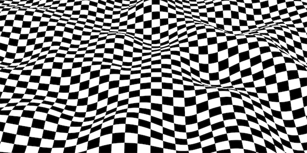 Onda de tablero de ajedrez futurista Onda de vector abstracto con cuadrados en movimiento Fondo de tablero de ajedrez