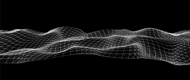 Onda de tecnología abstracta de partículas Visualización de grandes datos Fondo vectorial con puntos y líneas de movimiento Inteligencia artificial