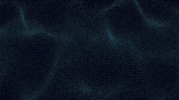 Vector onda de tecnología vectorial futurista ciberespacio digital onda abstracta con partículas en movimiento en el fondo análisis de datos grandes