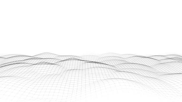 Onda de tecnología vectorial futurista Ciberespacio digital Onda abstracta con partículas en movimiento