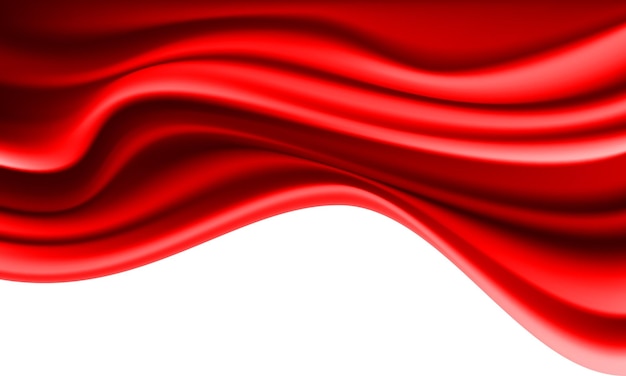 Onda de tela roja realista en vector de lujo de fondo de espacio en blanco blanco