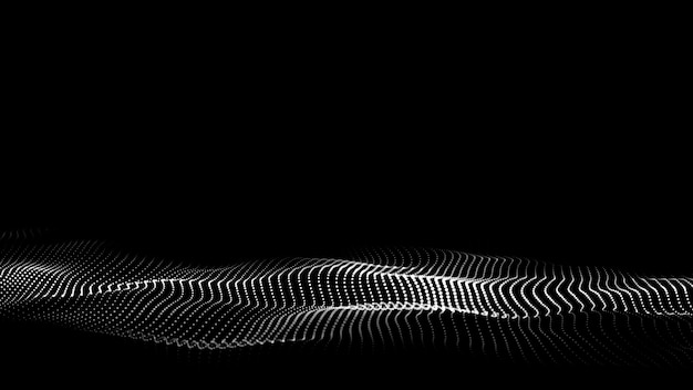 Onda vectorial con puntos de movimiento Fondo digital abstracto Concepto de conexión de grandes datos Futurista