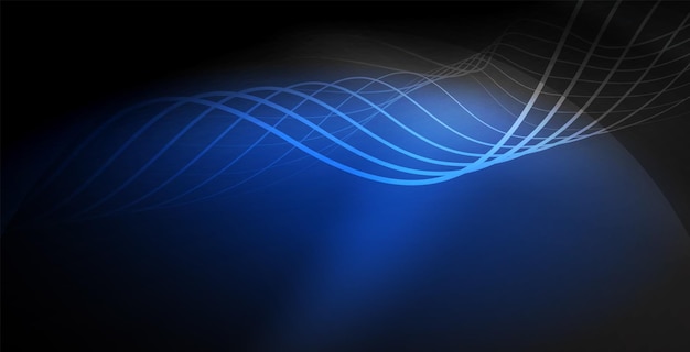 Ondas abstractas brillantes en la oscuridad movimiento brillante luz espacial mágica Techno fondo abstracto