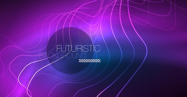 Ondas abstractas brillantes en el oscuro movimiento brillante Navidad y Año Nuevo luz espacial mágica Techno fondo abstracto