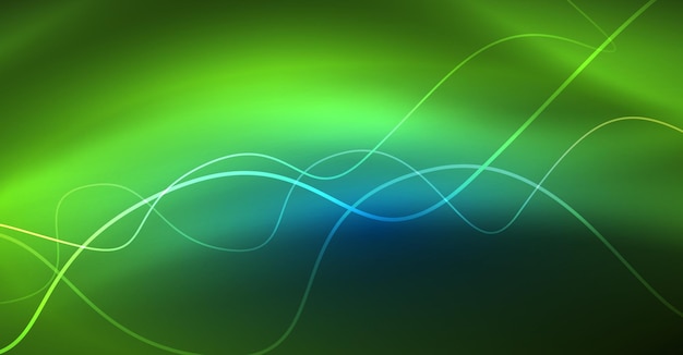 Ondas abstractas brillantes en el oscuro movimiento brillante Navidad y Año Nuevo luz espacial mágica Techno fondo abstracto